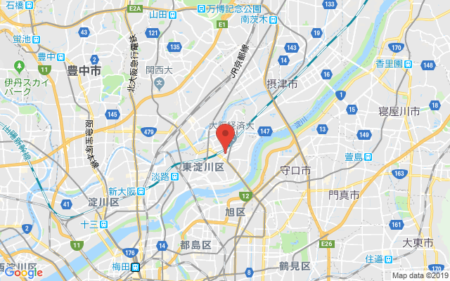 東淀川区の保険相談窓口のマップ